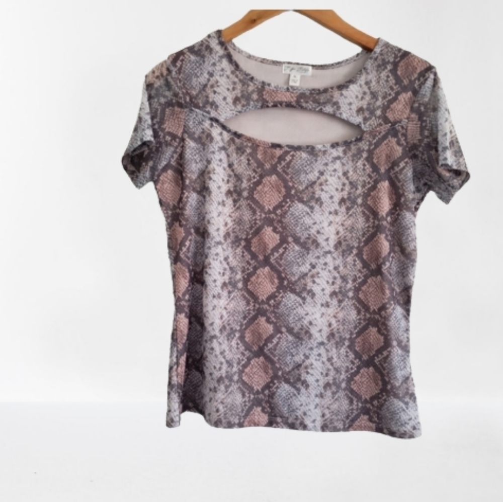 J for Justified snake print Keyhole top